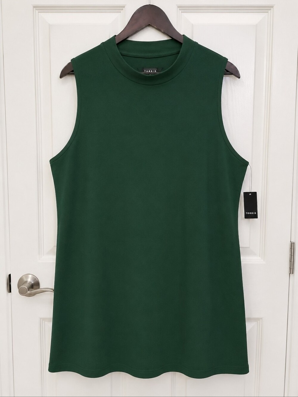 NWT Torrid Forest Green Sleeveless Cotton Blend Mock Neck Foxy Top Sz 6X